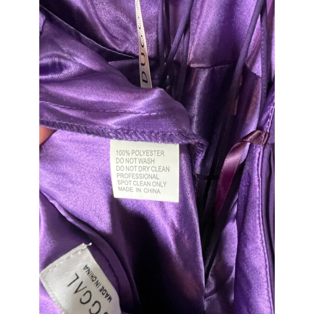 Mac Duggal Purple Ruffle Tiered Chiffon Cut-Out Evening Gown Maxi Dress 8 New - Picture 11 of 12
